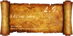 Láng Imre névjegykártya